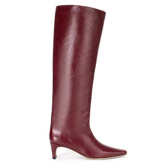 Staud Wally Tall Boots In Red Pinot Leather 10 NWOB - Picture 1 of 8